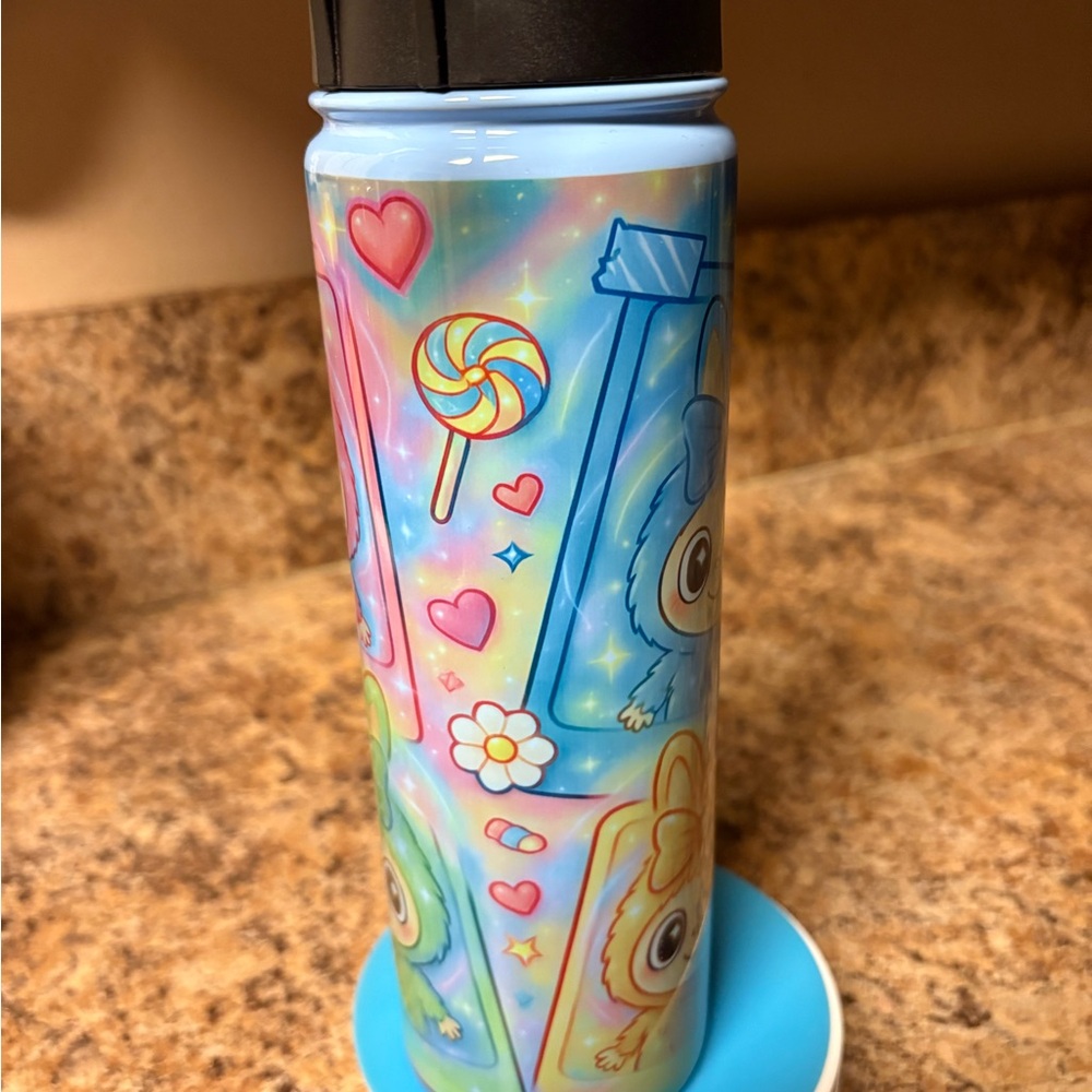 Cute Pastel Thermos with Cartoon Design